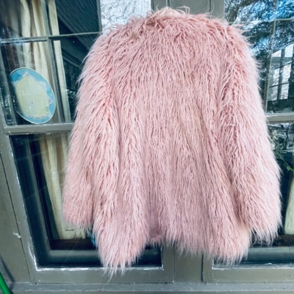 Pink/Misty Rose Faux Fur Women's Shaggy Coat - Perfect Statement Garment - Picture 3 of 8